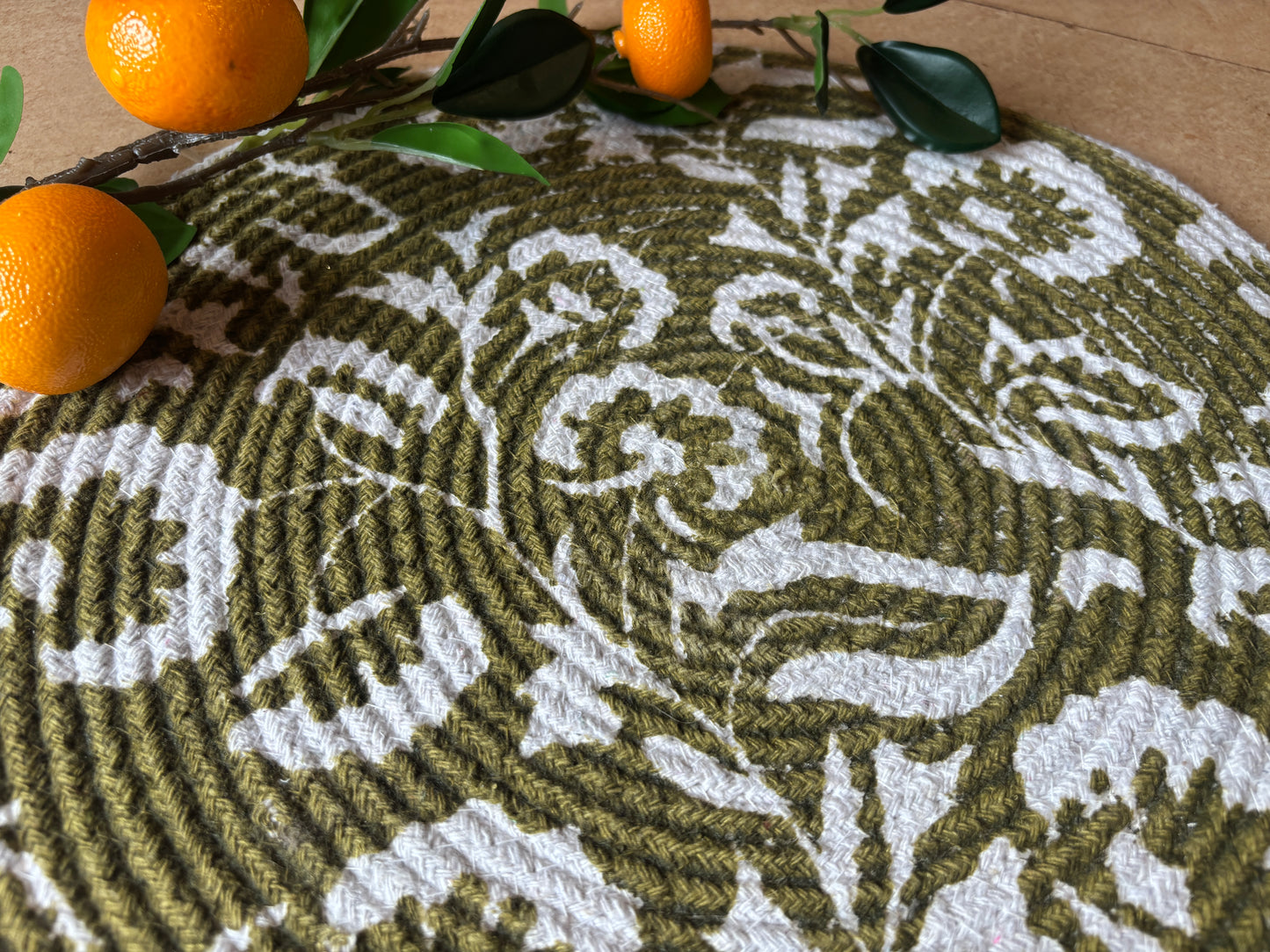 Printed Green Round Placemats