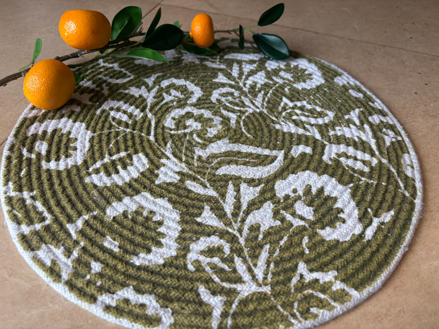 Printed Green Round Placemats