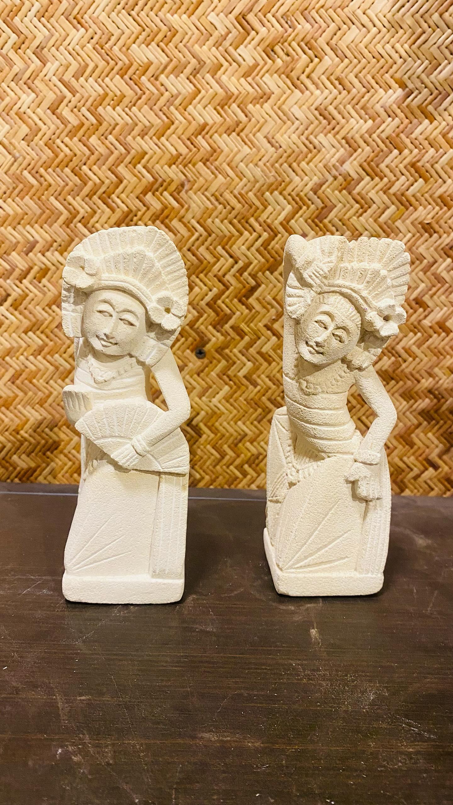 Hand Carved Limestone Sculpture Set of 2