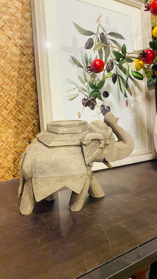 Rustic Style Wooden Elephant Decor