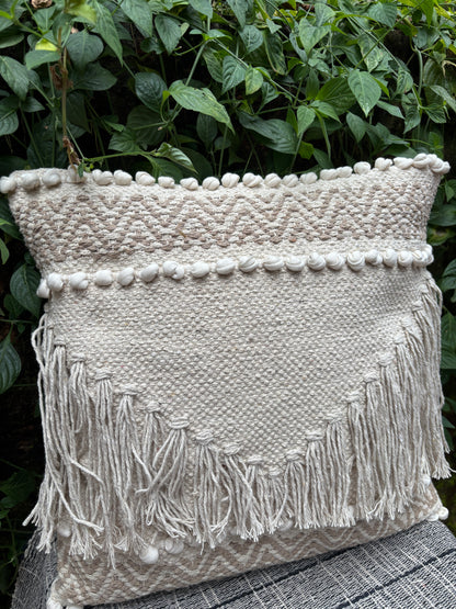 Bohemian Tufted Cotton Natural/White Cushion Cover