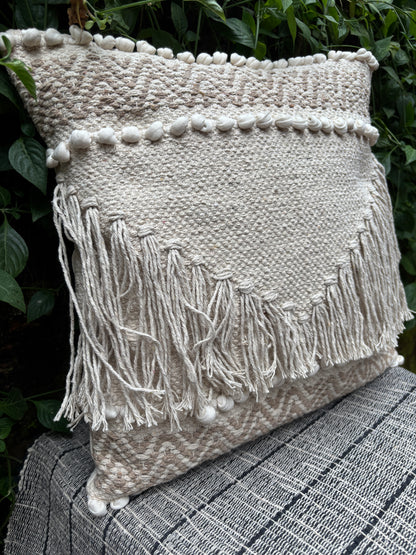 Bohemian Tufted Cotton Natural/White Cushion Cover