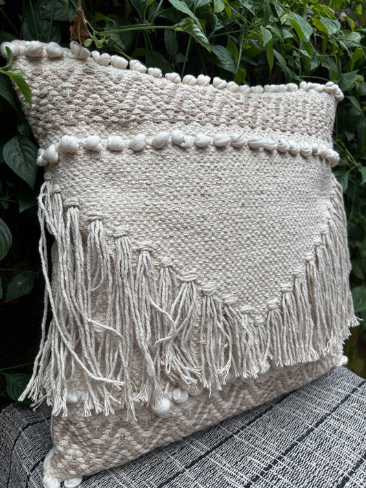 Bohemian Tufted Cotton Natural/White Cushion Cover