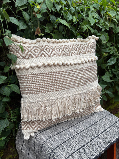 Bohemian Style Cotton Natural/White Cushion Cover