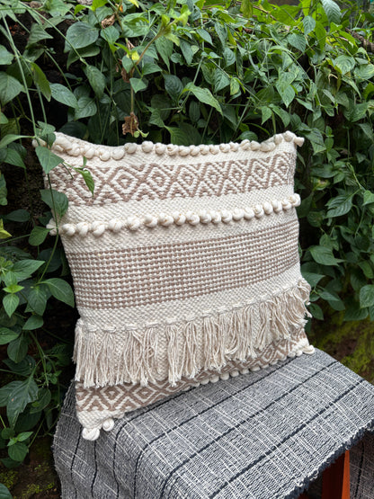 Bohemian Style Cotton Natural/White Cushion Cover