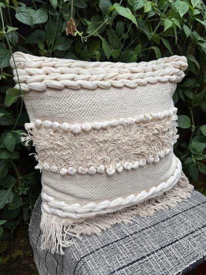 Bohemian Style Handmade Natural/White Cushion Cover