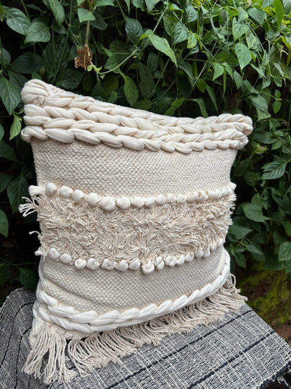 Bohemian Style Handmade Natural/White Cushion Cover