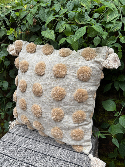 Bohemian Beige Bubble Cotton Natural Color Cushion Cover