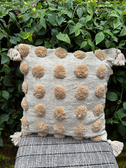 Bohemian Beige Bubble Cotton Natural Color Cushion Cover