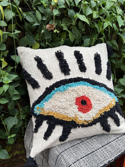 Evil Eye Tufted Handmade Cushion Cover