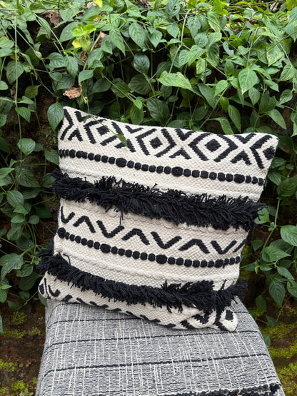 Bohemian Black/White Cotton Cushion Cover