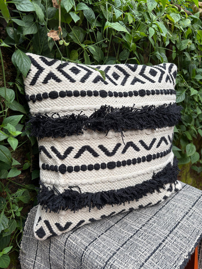 Bohemian Black/White Cotton Cushion Cover