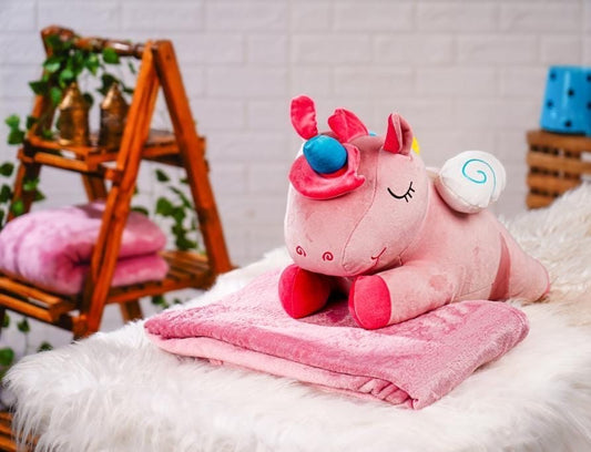 Cutest Baby Unicorn 2-in-1 Baby Cute Lovely Stuffed Pillow Plush Toy Set With Blanket